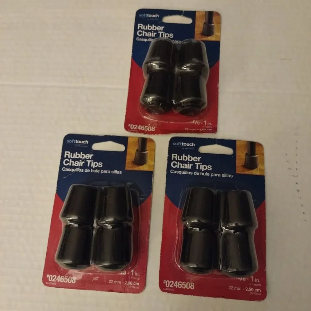 Softtouch Rubber Chair Tips 22mm 2.50cm Black 3 Packs Of 4 Pieces-NEW